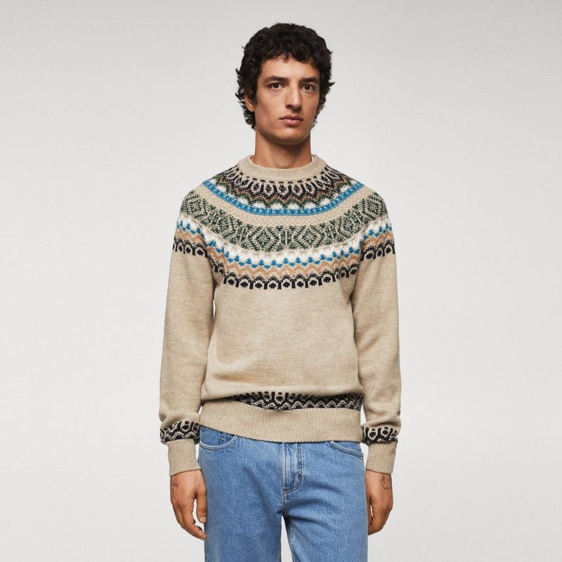 MANGO MAN - Sweater Jacquard Lana Hombre Mango Man