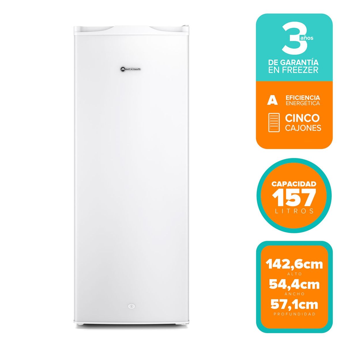 MADEMSA - Freezer Congelador Vertical 168 Litros MFV 645B Mademsa