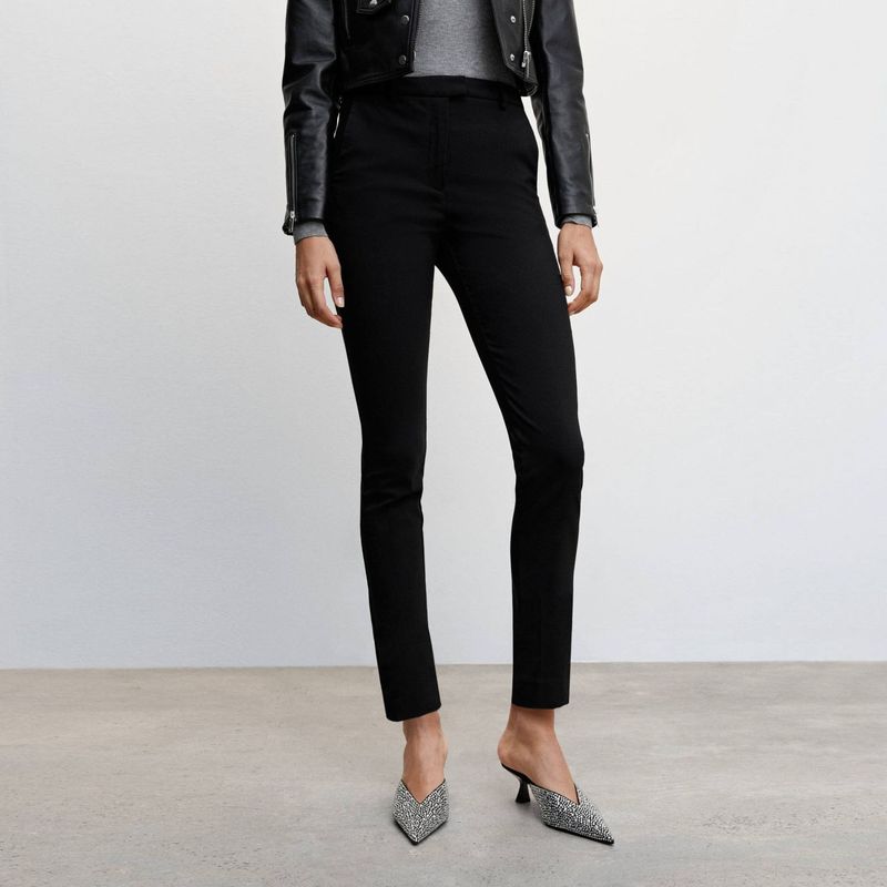MANGO - Pantalón Skinny Tiro Medio Viscosa Mujer Mango
