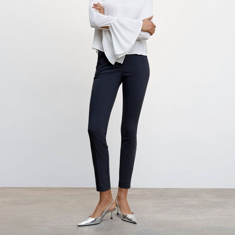 MANGO - Pantalón Skinny Tiro Medio Viscosa Mujer Mango