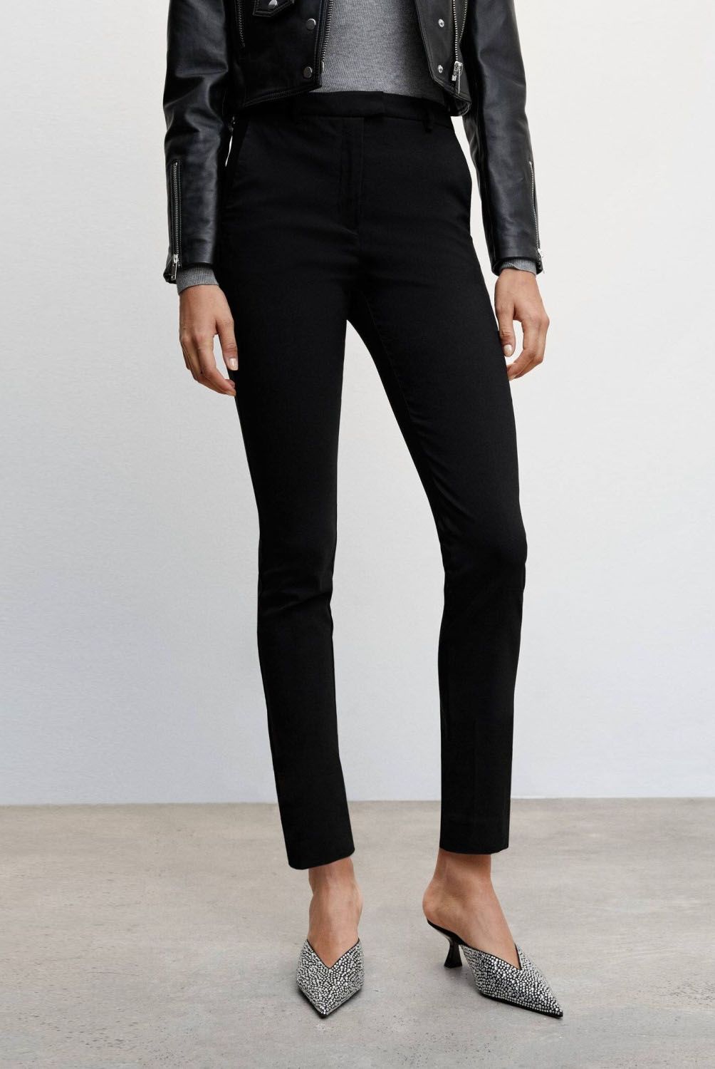 MANGO - Pantalón Skinny Tiro Medio Viscosa Mujer Mango
