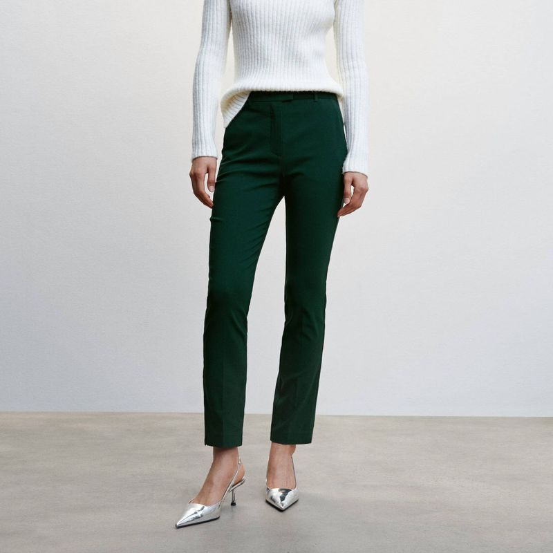 MANGO - Pantalón Skinny Tiro Medio Viscosa Mujer Mango