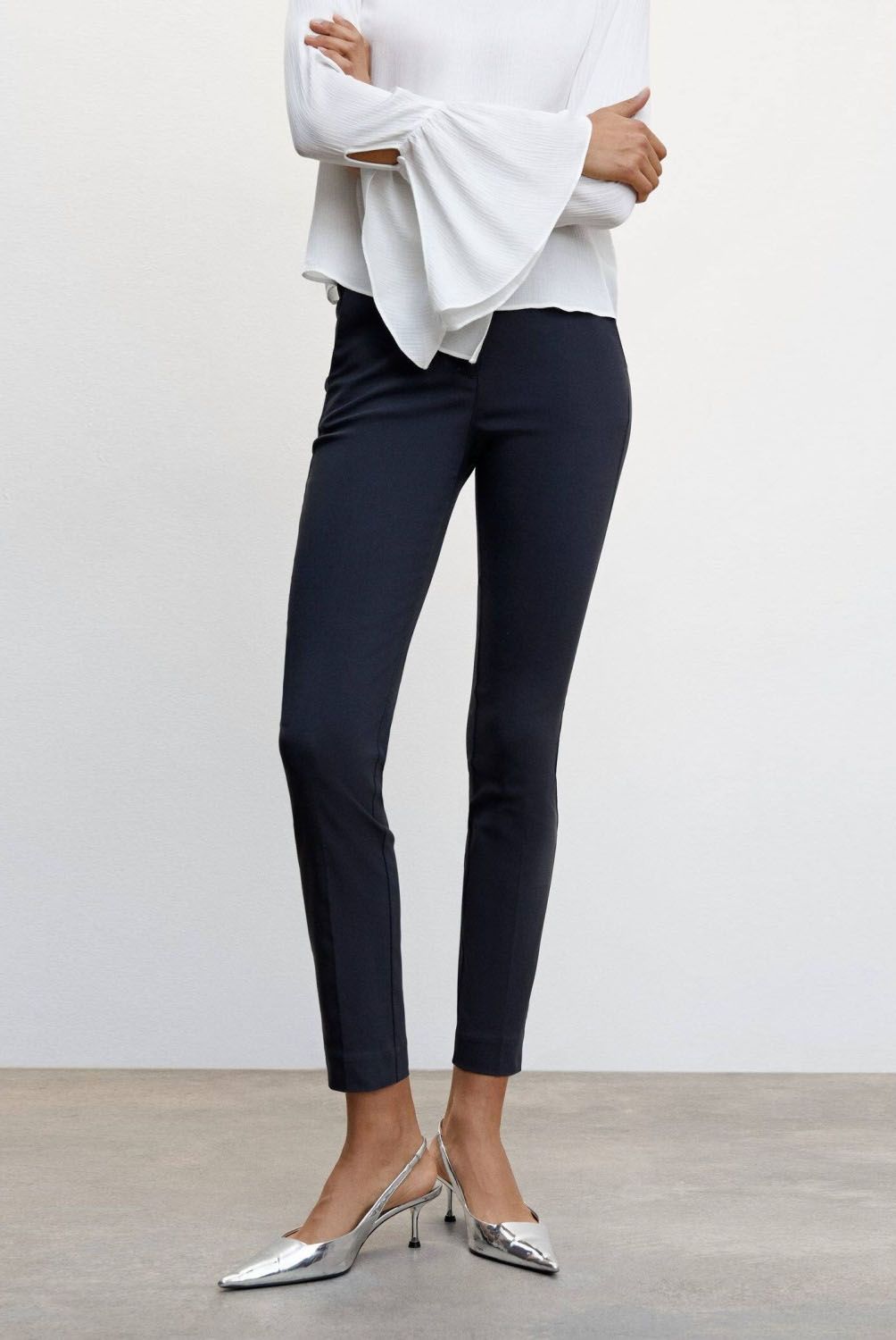 MANGO - Pantalón Skinny Tiro Medio Viscosa Mujer Mango