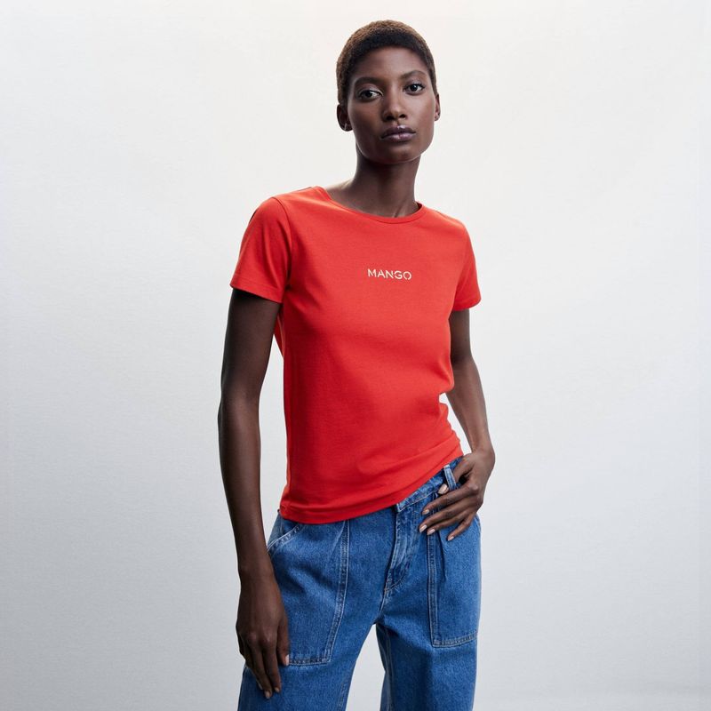 MANGO - Polera Manga Corta Algodón Mujer Mango