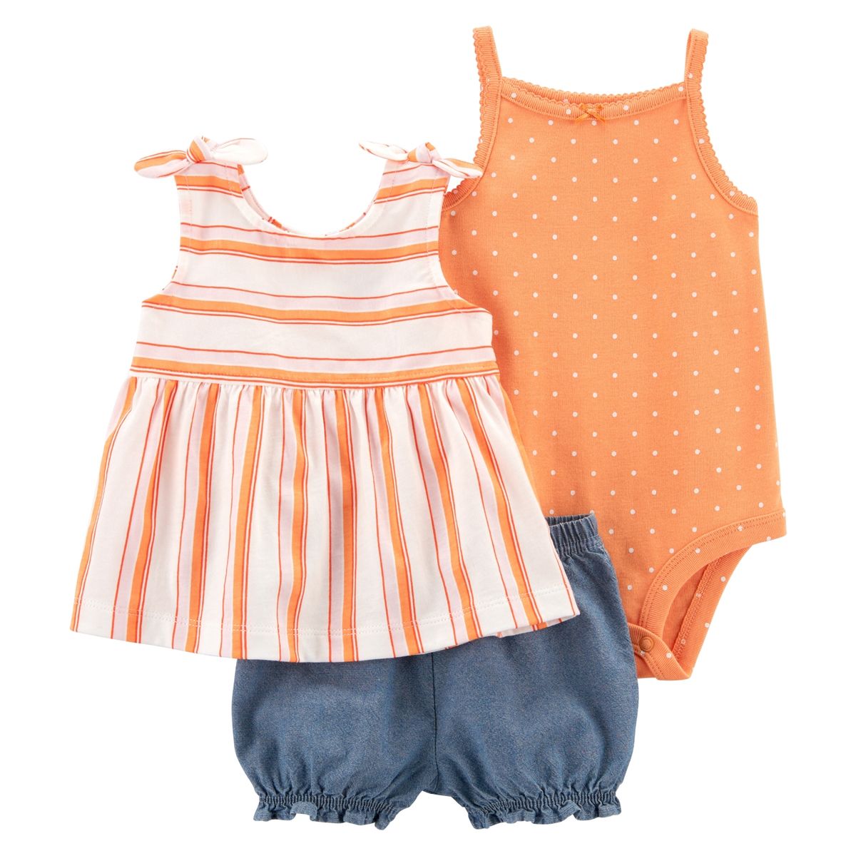 CARTER'S - Conjunto 3 Piezas Polera, Body Y Short Bombacho Bebe Niña Carter's