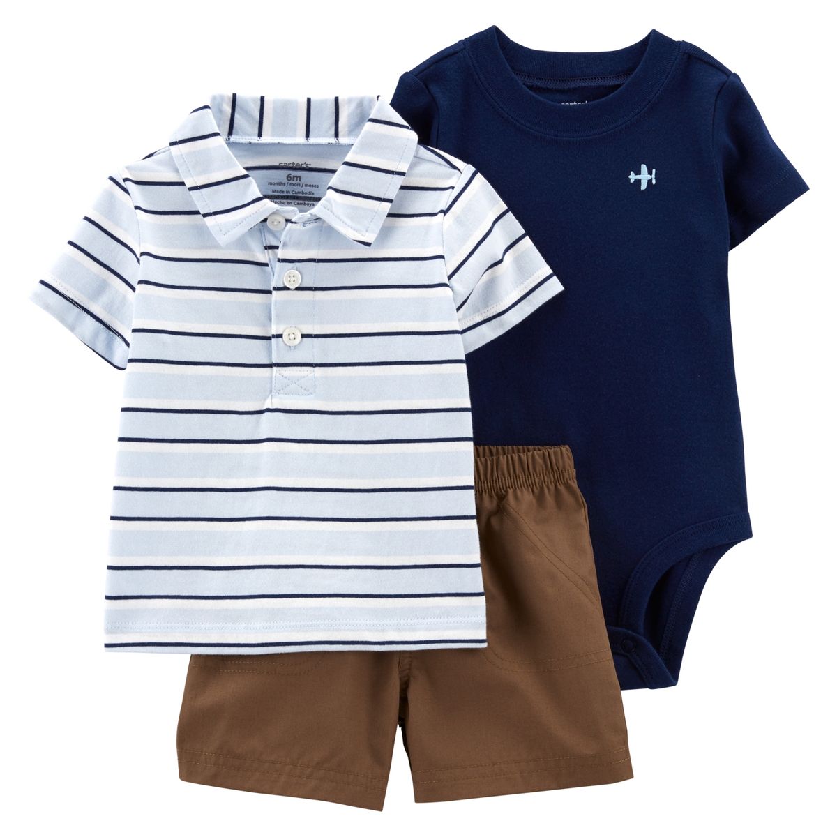 CARTER'S - Conjunto 3 Piezas Polera, Body Y Short Bebé Niño Carter's