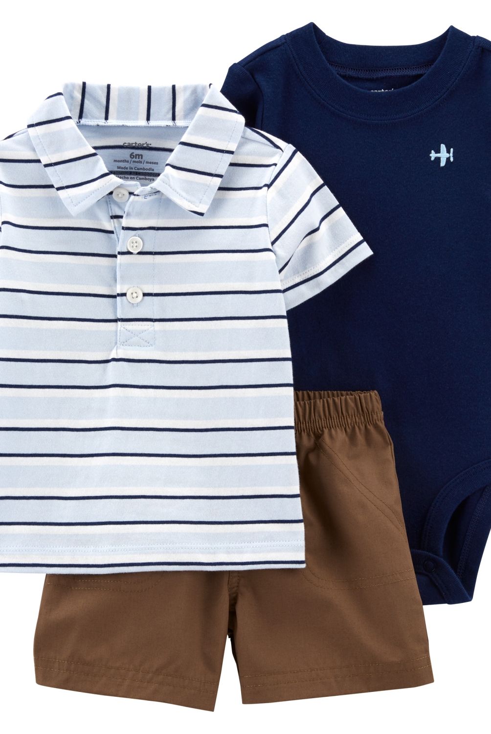 CARTER'S - Conjunto 3 Piezas Polera, Body Y Short Bebé Niño Carter's