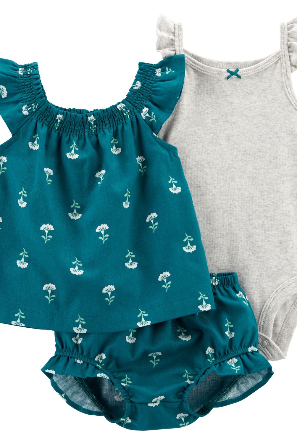 CARTER'S - Conjunto 3 piezas Blusa, Body y Short Bombacho Bebé Niña Carter's