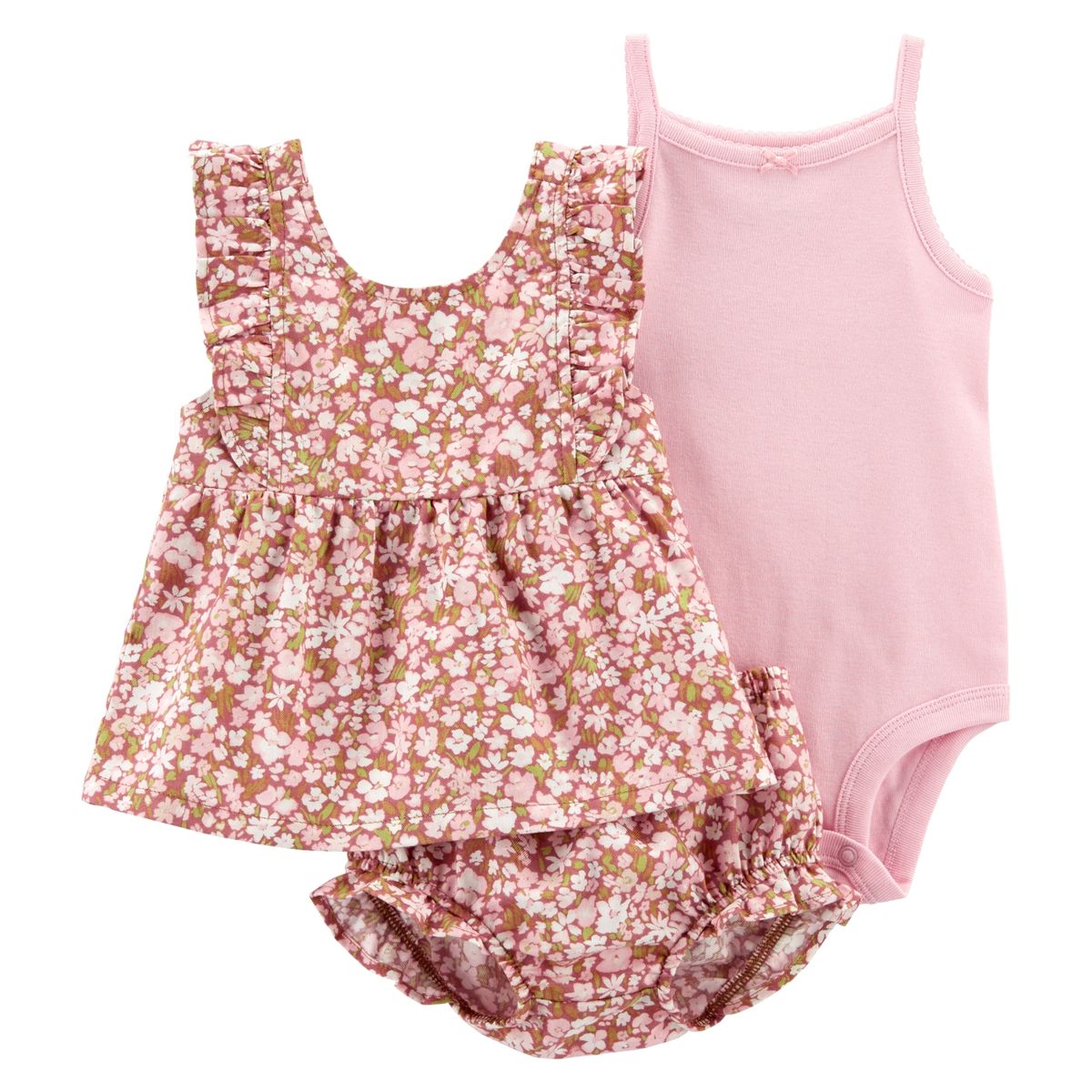 CARTER'S - Conjunto 3 Piezas Blusa, Body Y Short Bombacho Bebé Niña Carter's