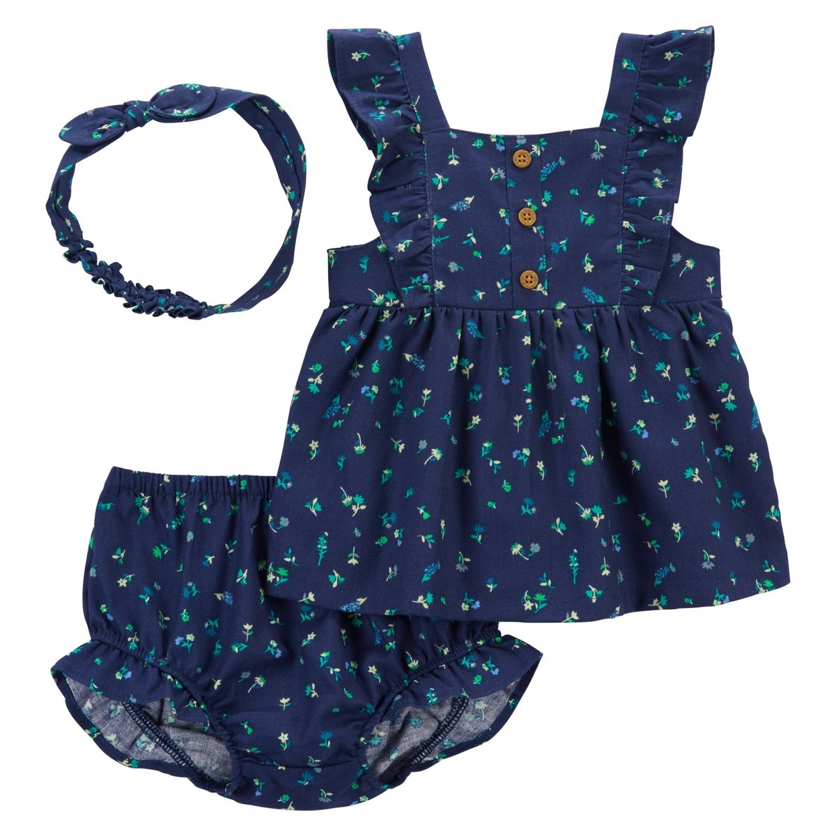 CARTER'S - Conjunto 3 Piezas Blusa, Short Bombacho y Cintillo Bebé Niña Carter's