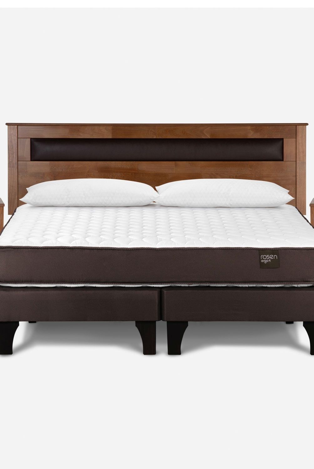 ROSEN - Cama Europea King Reaspaldo+ 2 Veladores Ferrara+ Almohadas Sl Rosen