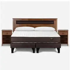 ROSEN - Cama Europea King Reaspaldo+ 2 Veladores Ferrara+ Almohadas Sl