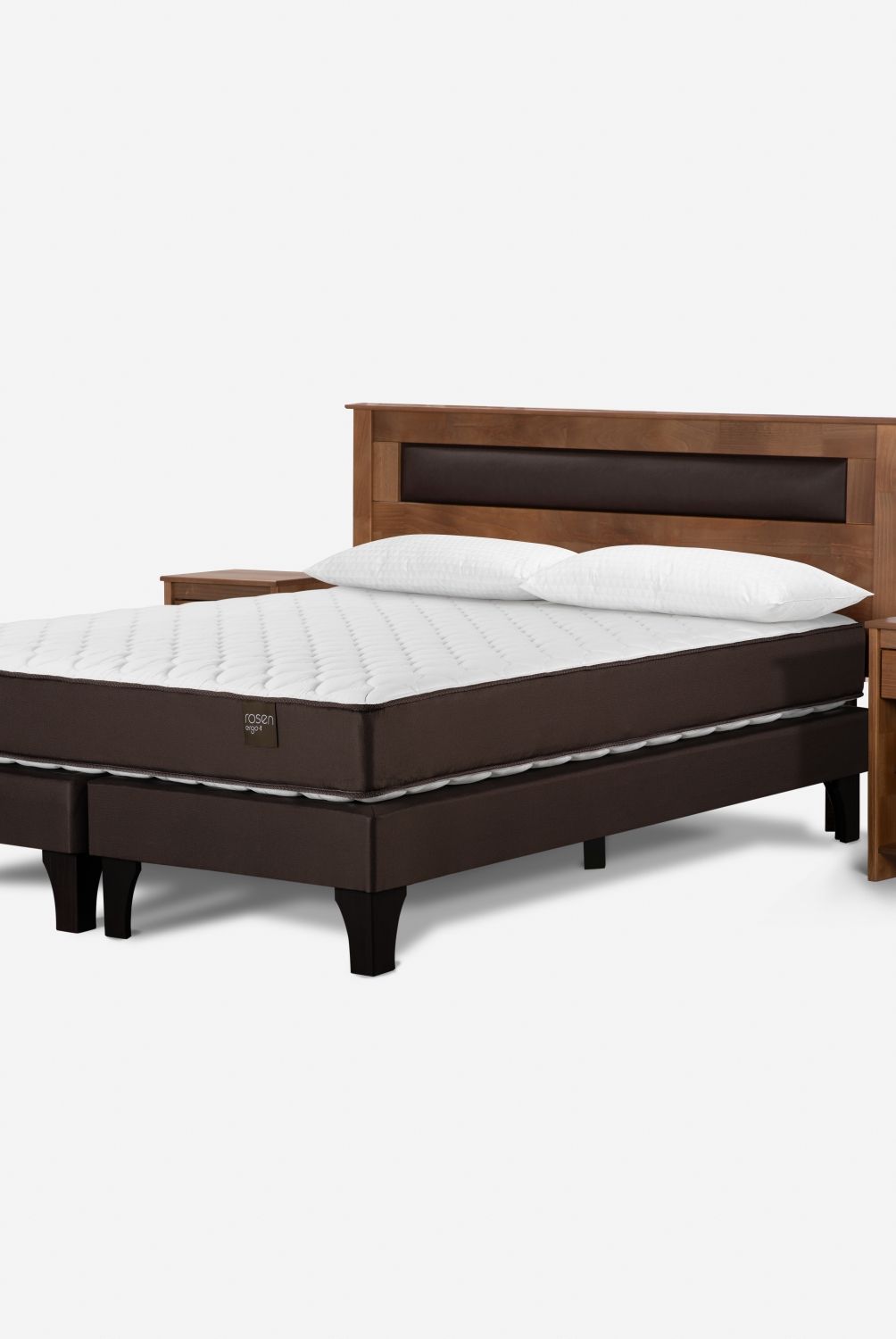 ROSEN - Cama Europea King Reaspaldo+ 2 Veladores Ferrara+ Almohadas Sl Rosen