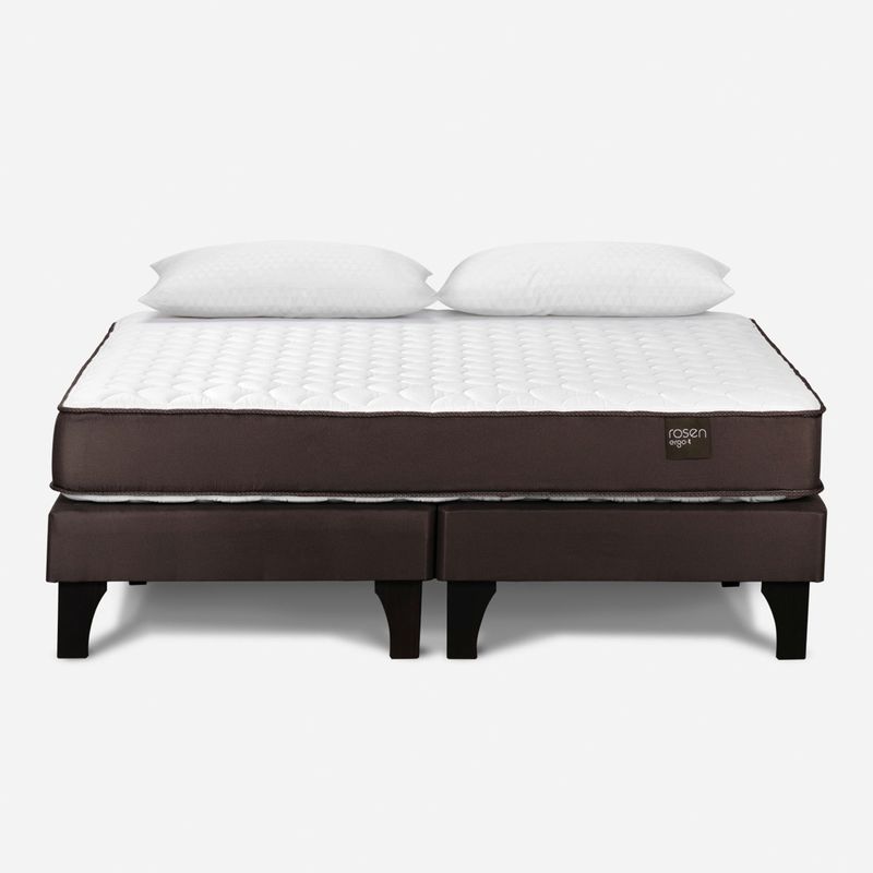 ROSEN - Cama Europea 2 Plazas Ergo T Base Dividida + Almohadas Rosen