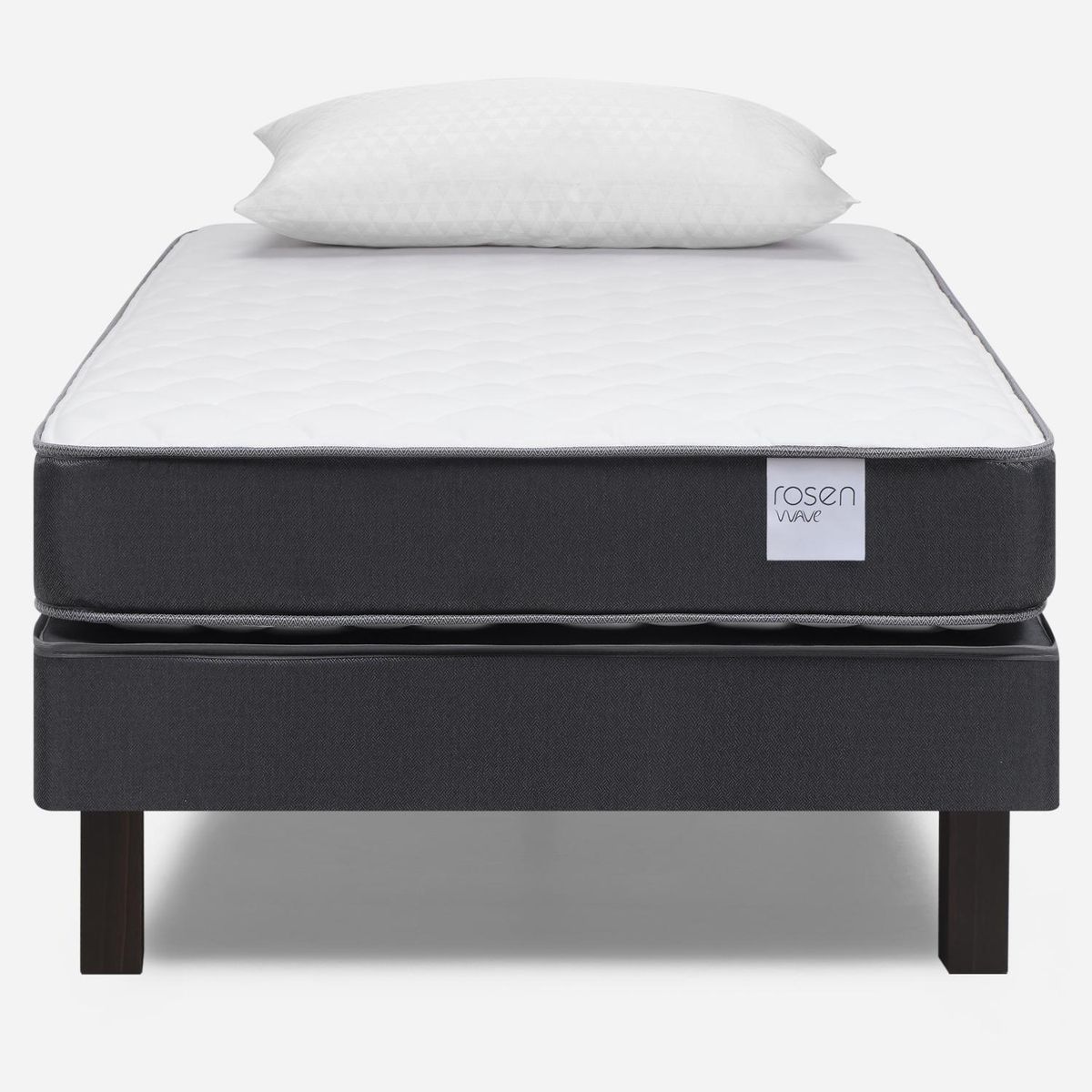 ROSEN - Cama Europea 1 Plaza Wave + Almohadas Rosen