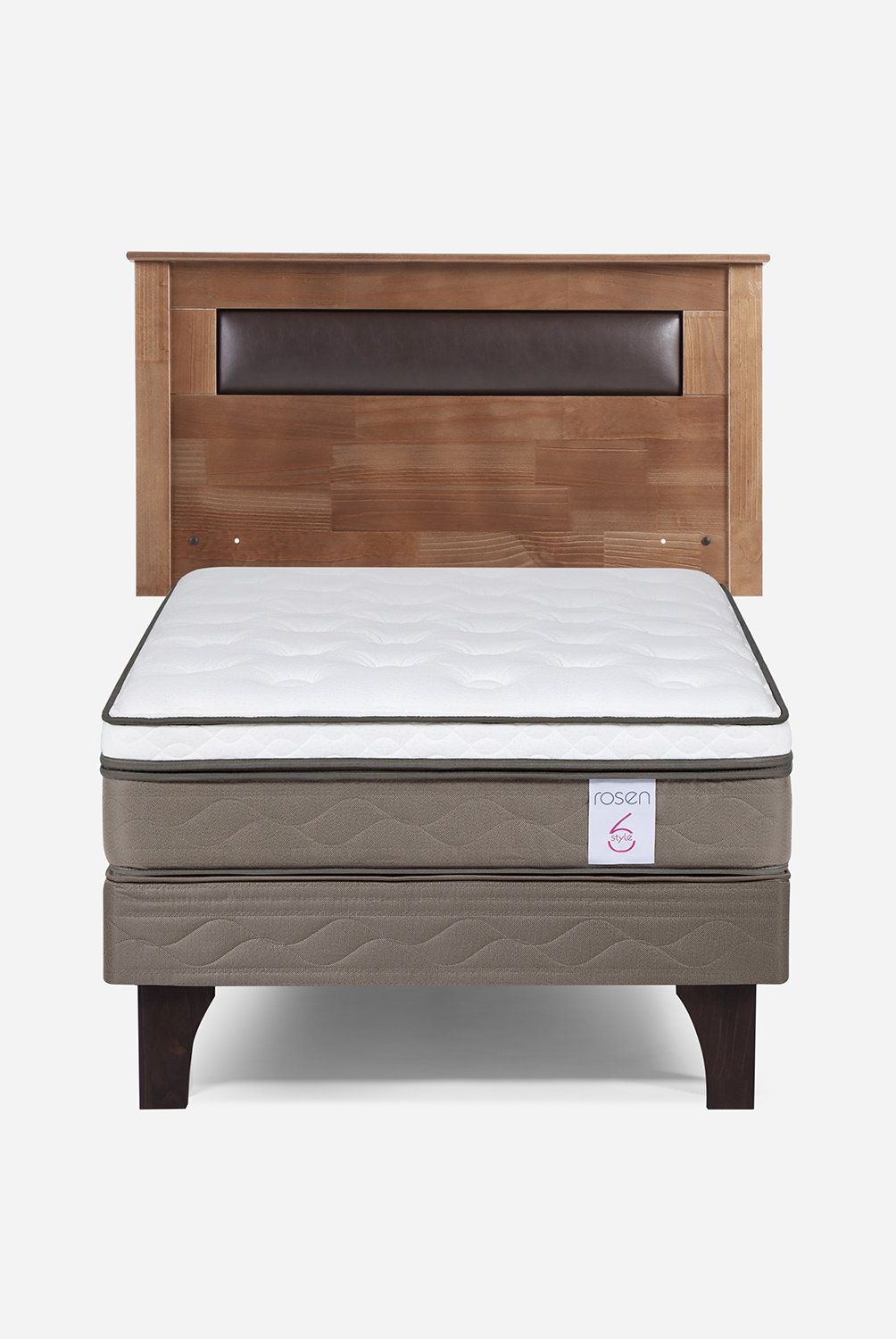 ROSEN - Cama Europea New Style 6 1.5 Plazas + Respaldo Rosen