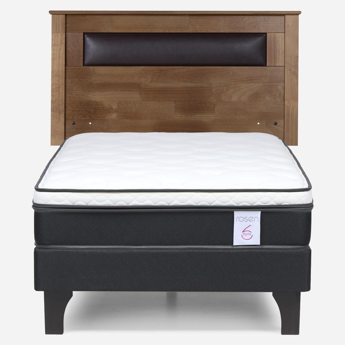 ROSEN - Cama Europea New Style 6 1.5 Plazas + Respaldo Rosen