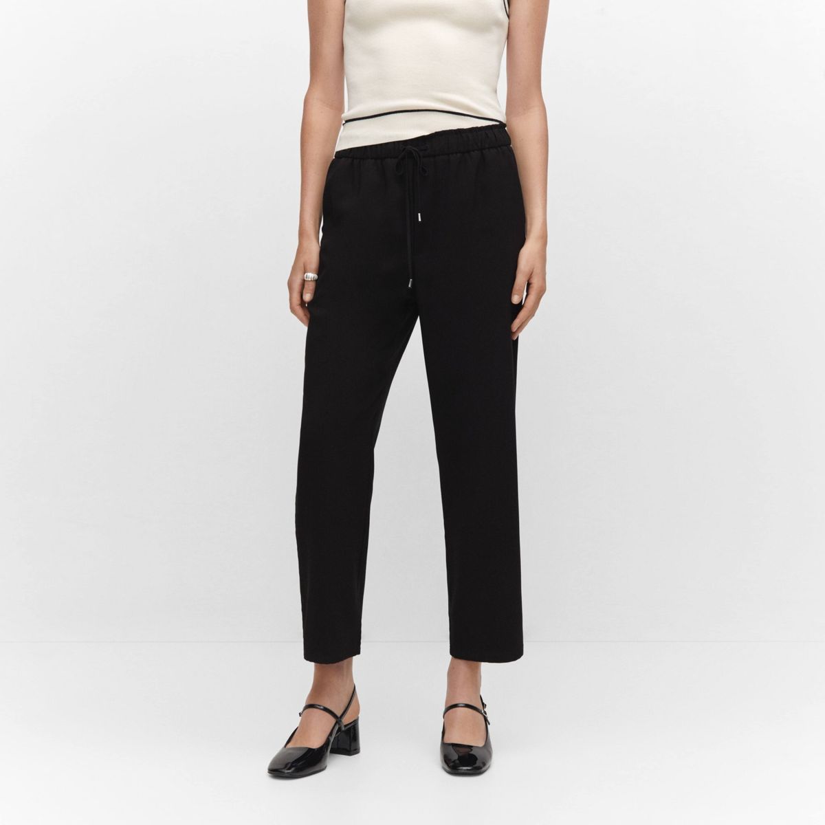 MANGO - Pantalón Jogger Tiro Viscosa Mujer Mango