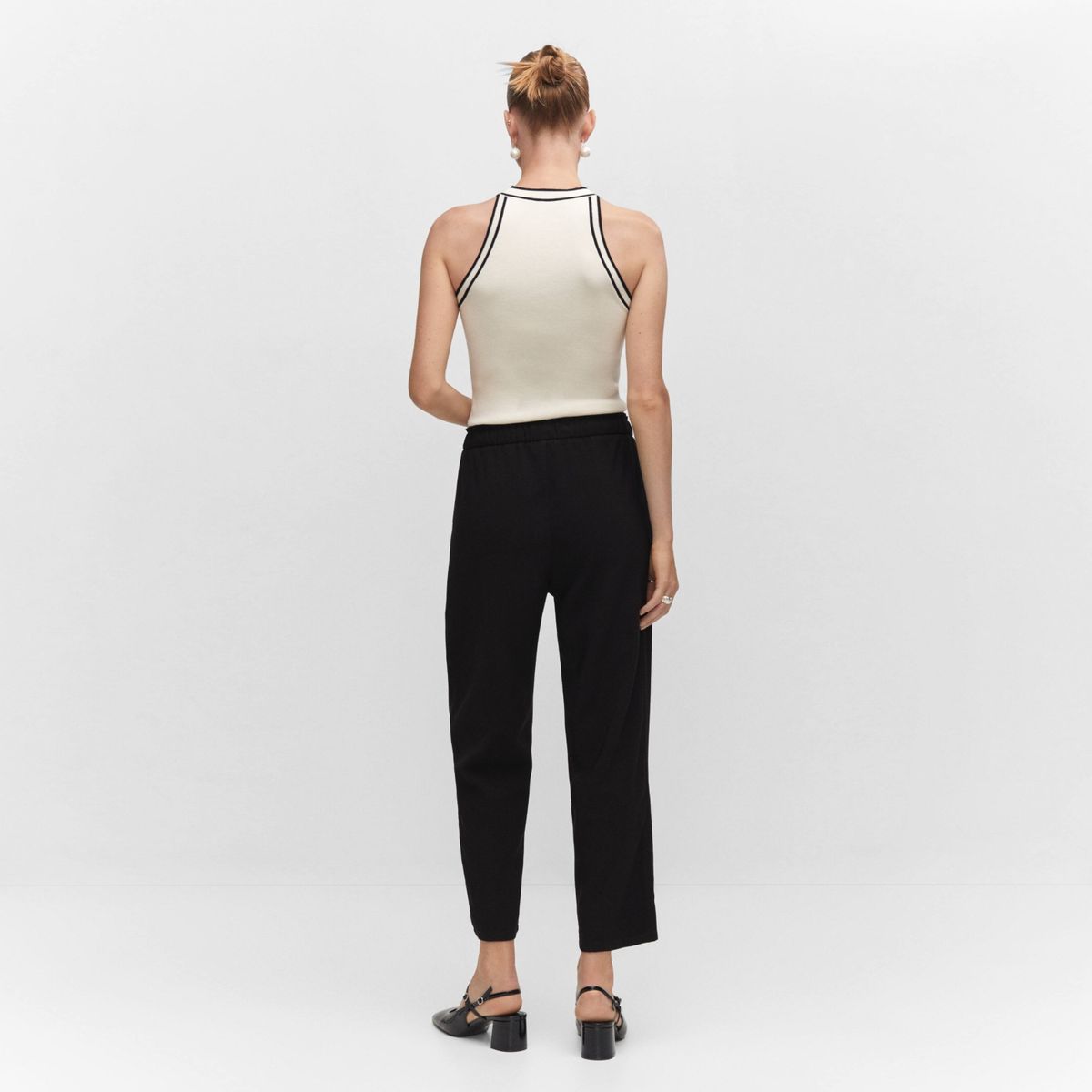 MANGO - Pantalón Jogger Tiro Viscosa Mujer Mango