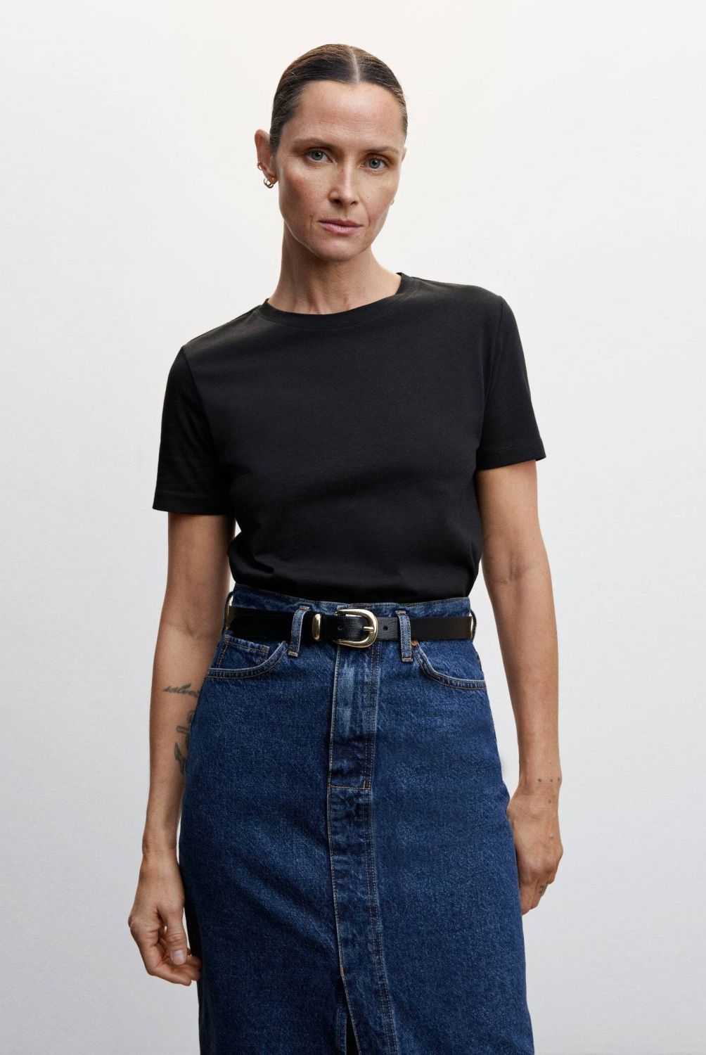 MANGO - Polera Manga Corta Algodón Mujer Mango