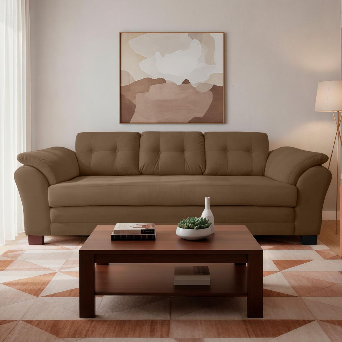 LIVING FACTORY - Sofá Samy 3 Cuerpos Felpa Living Factory