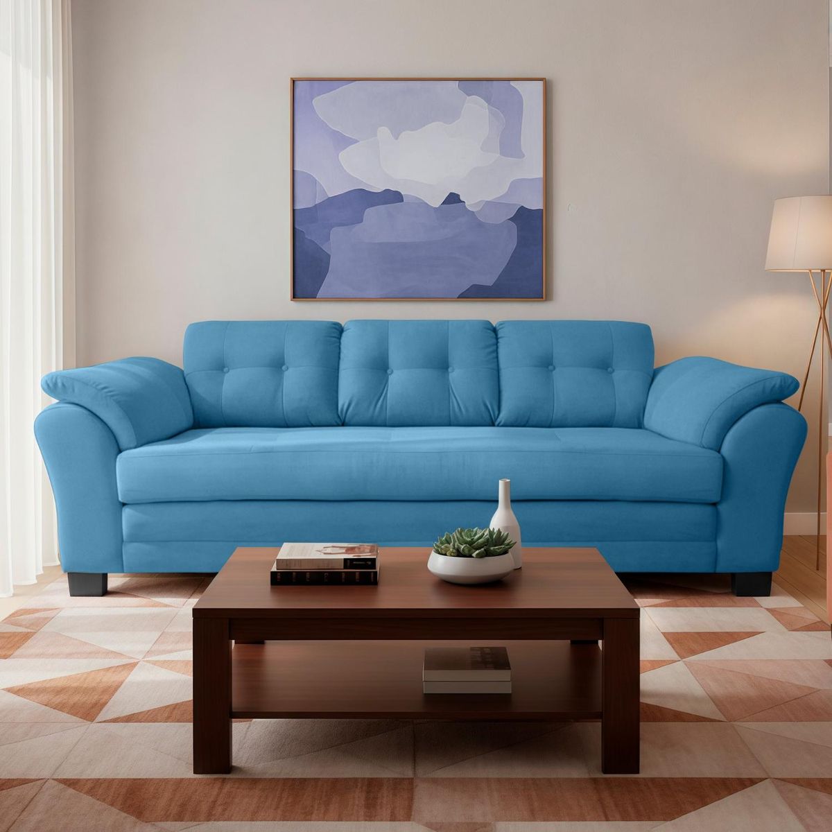 LIVING FACTORY - Sofá Samy 3 Cuerpos Felpa Living Factory