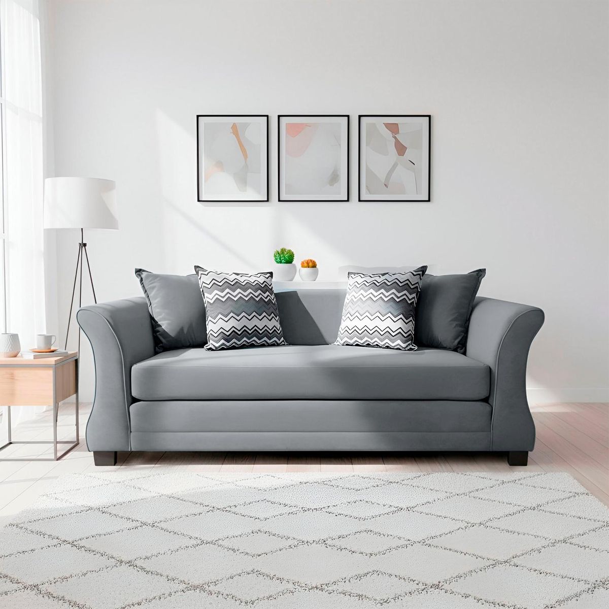 LIVING FACTORY - Sofá Kerem 3 Cuerpos Felpa Living Factory