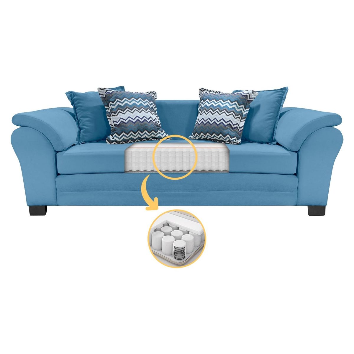 LIVING FACTORY - Sofá Mustang 3 Cuerpos Felpa Living Factory