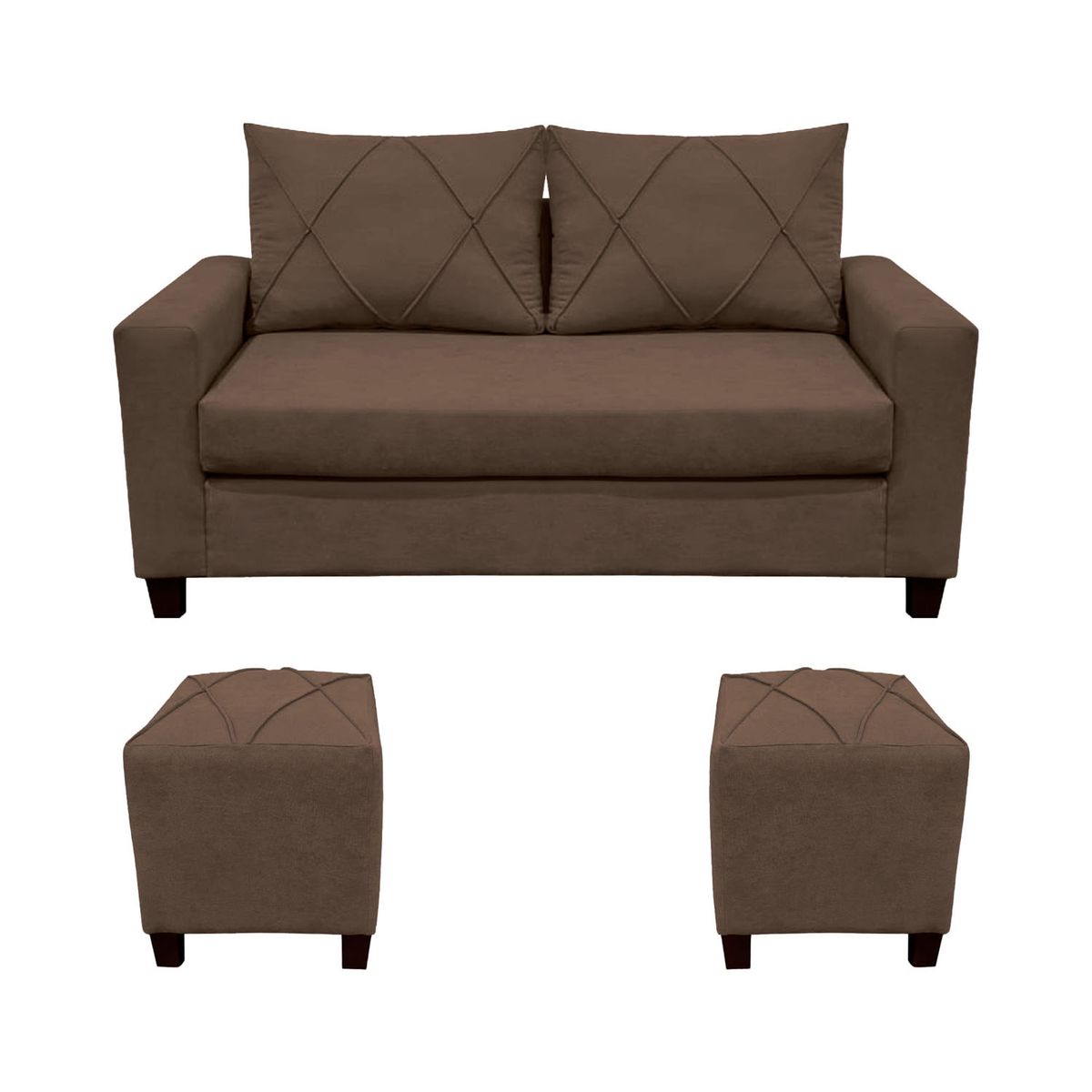 LIVING FACTORY - Sofá Imperio 2 Cuerpos/Pouf Felpa Living Factory