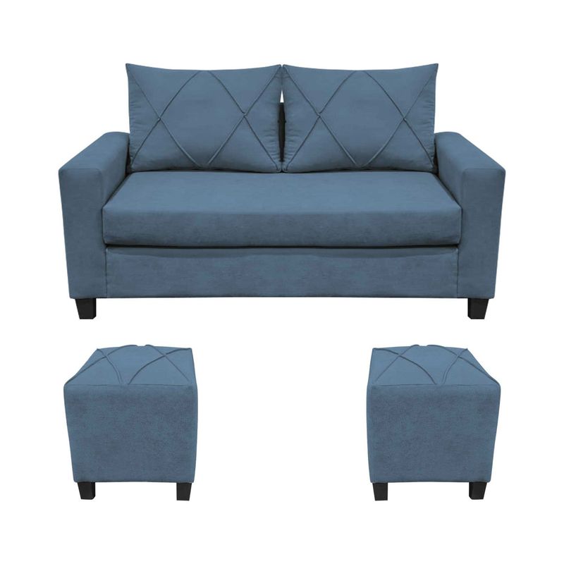 LIVING FACTORY - Sofá Imperio 2 Cuerpos/Pouf Felpa Living Factory