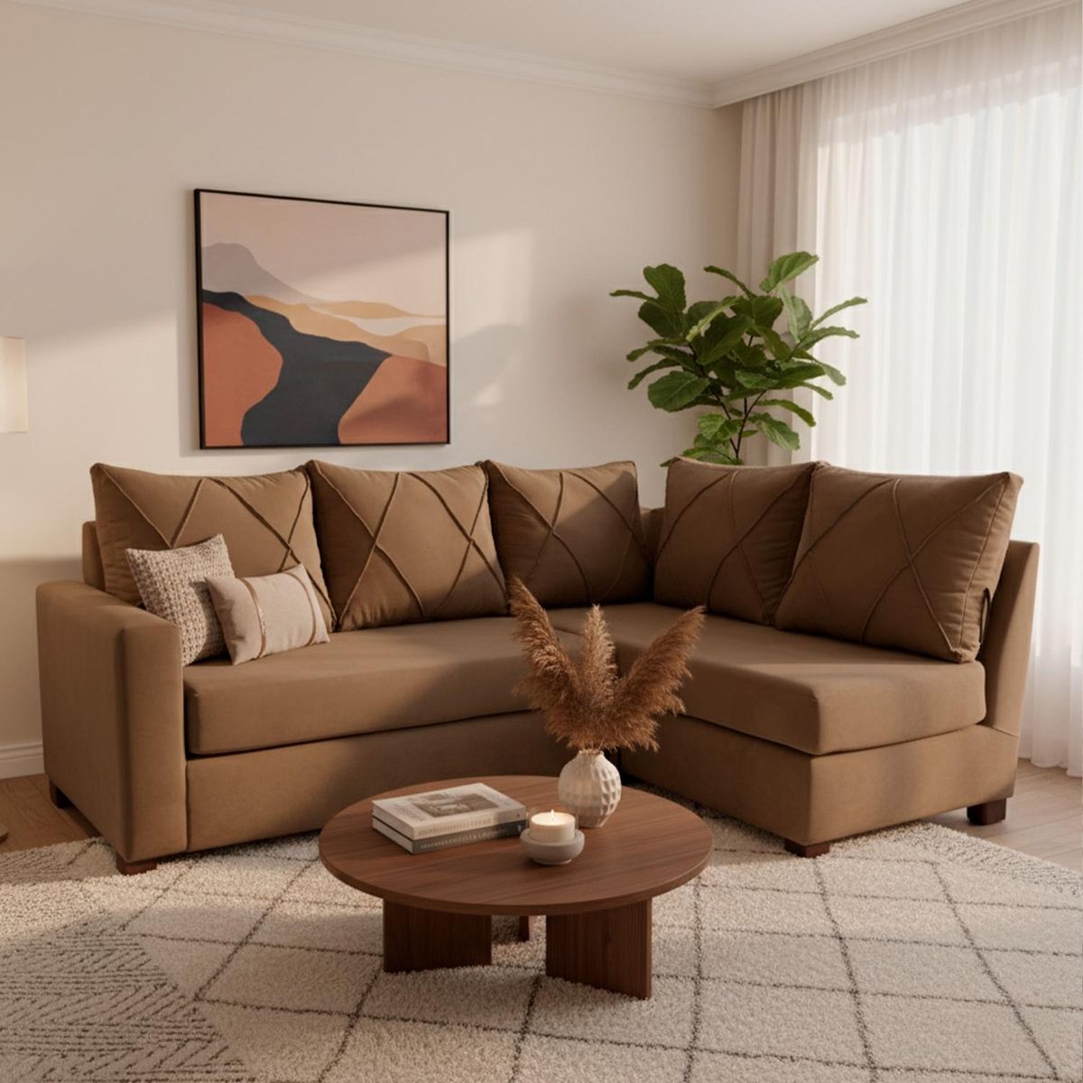 LIVING FACTORY - Sofá Seccional Imperio 5 Cuerpos Felpa Derecho Living Factory