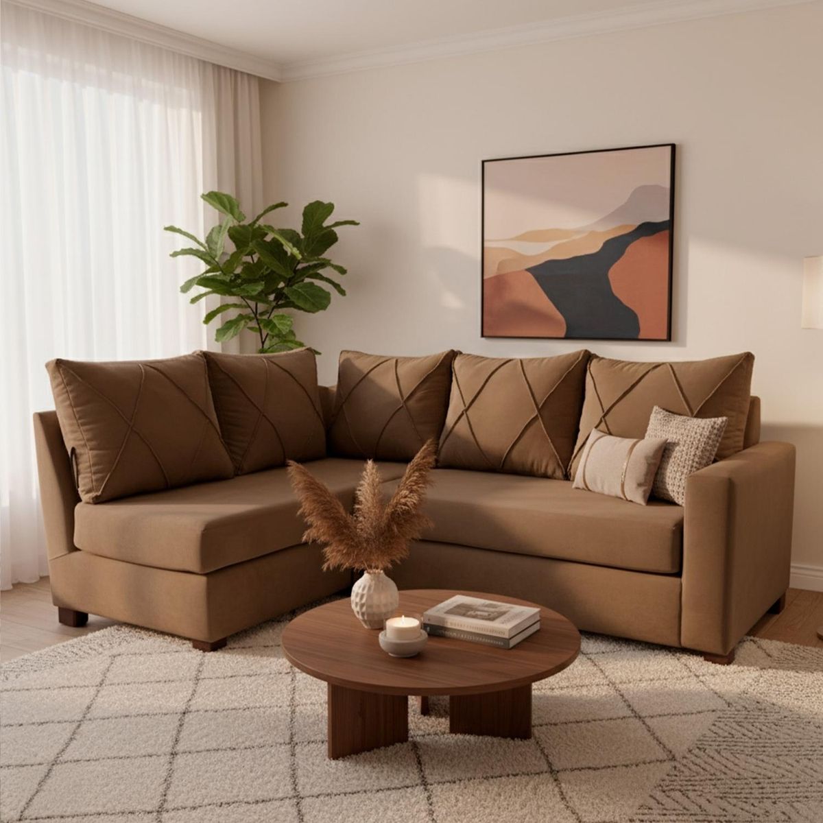 LIVING FACTORY - Sofá Seccional Imperio 5 Cuerpos Felpa Izquierdo Living Factory