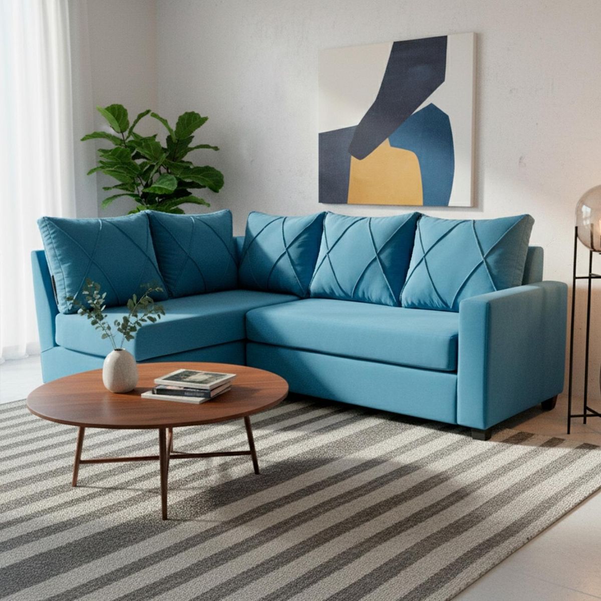 LIVING FACTORY - Sofá Seccional Imperio 5 Cuerpos Felpa Izquierdo Living Factory