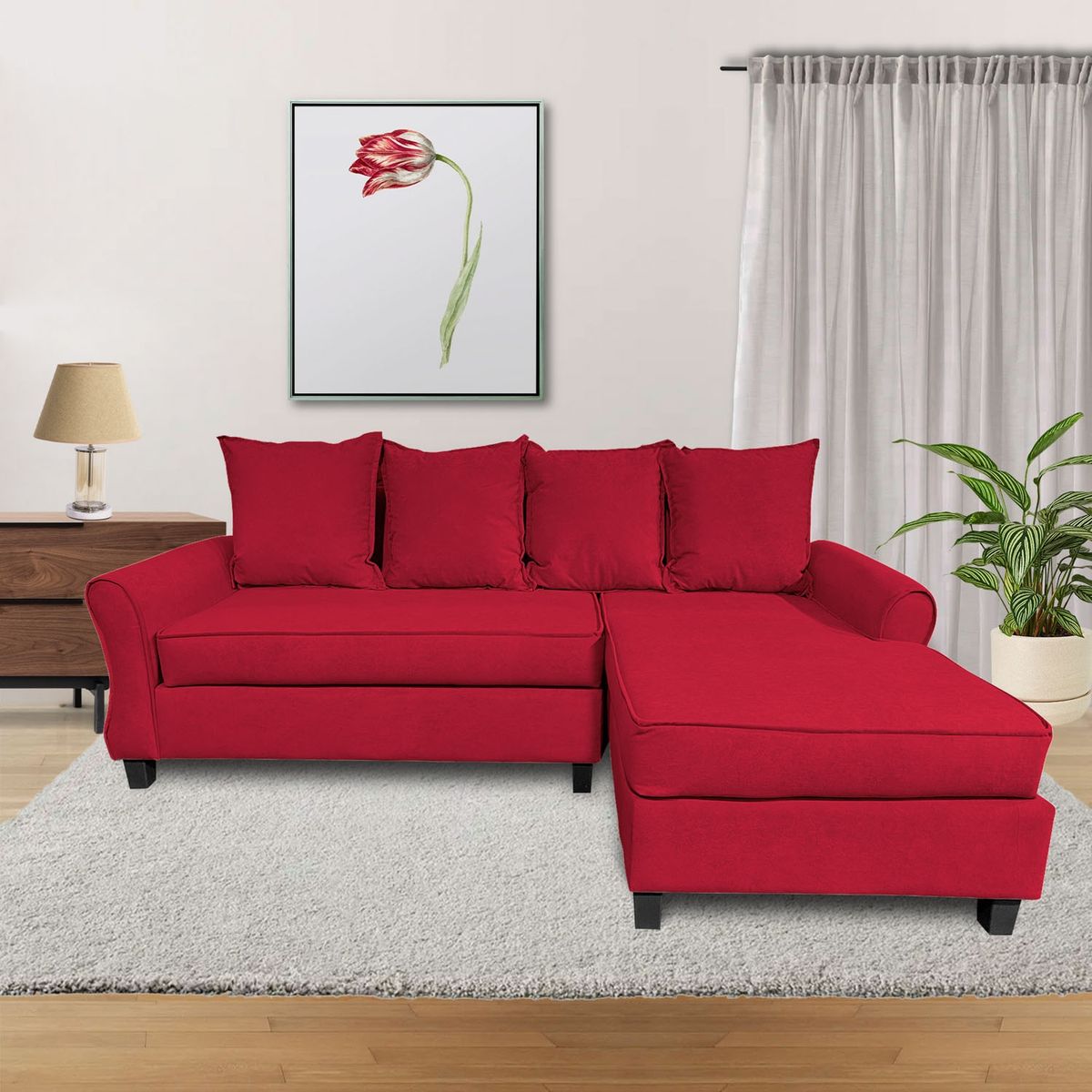 LIVING FACTORY - Sofá Seccional Barcelo 4 Cuerpos Felpa Derecho Living Factory