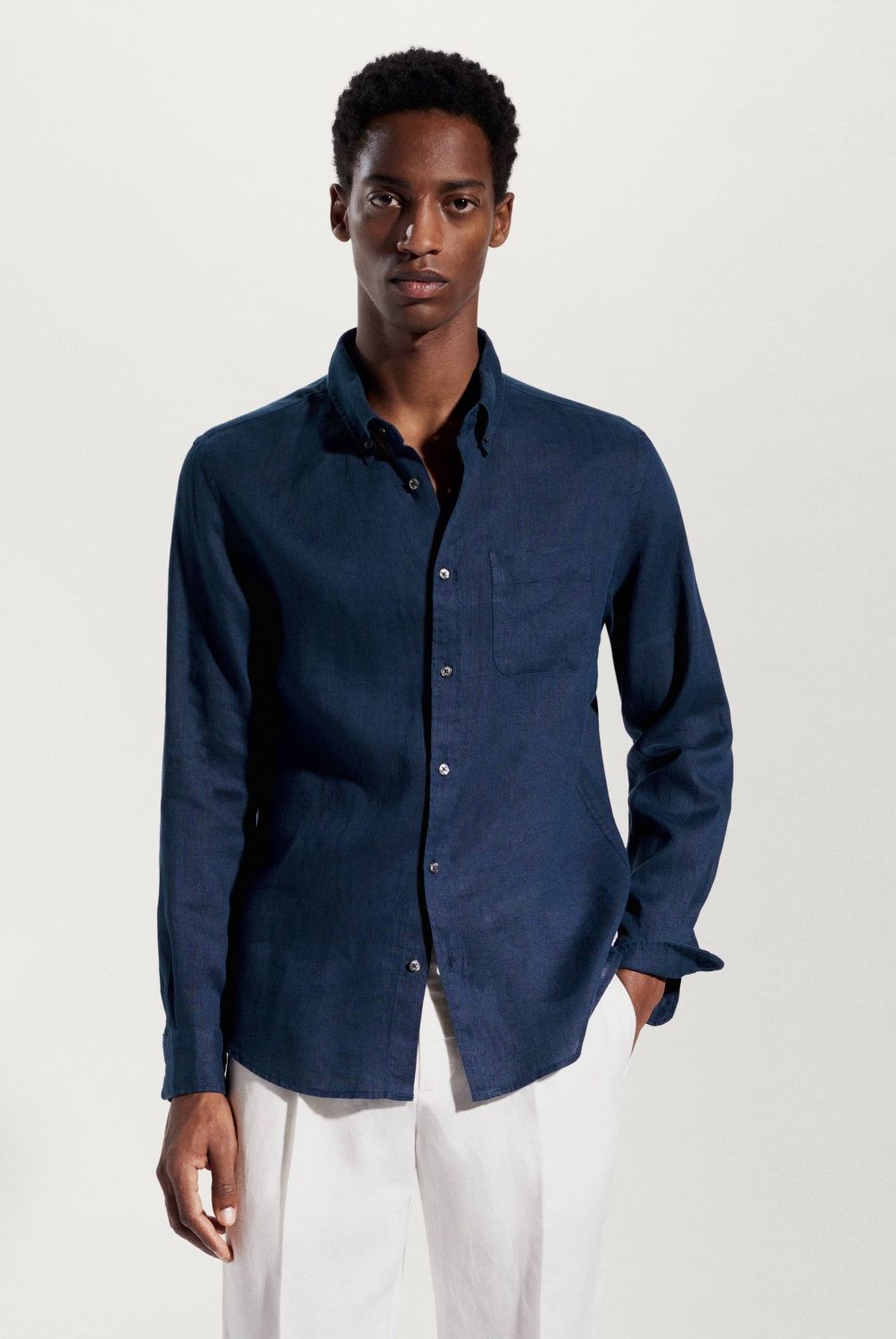 MANGO MAN - Camisa Slim Fit 100% Lino Manga Larga Hombre Mango Man
