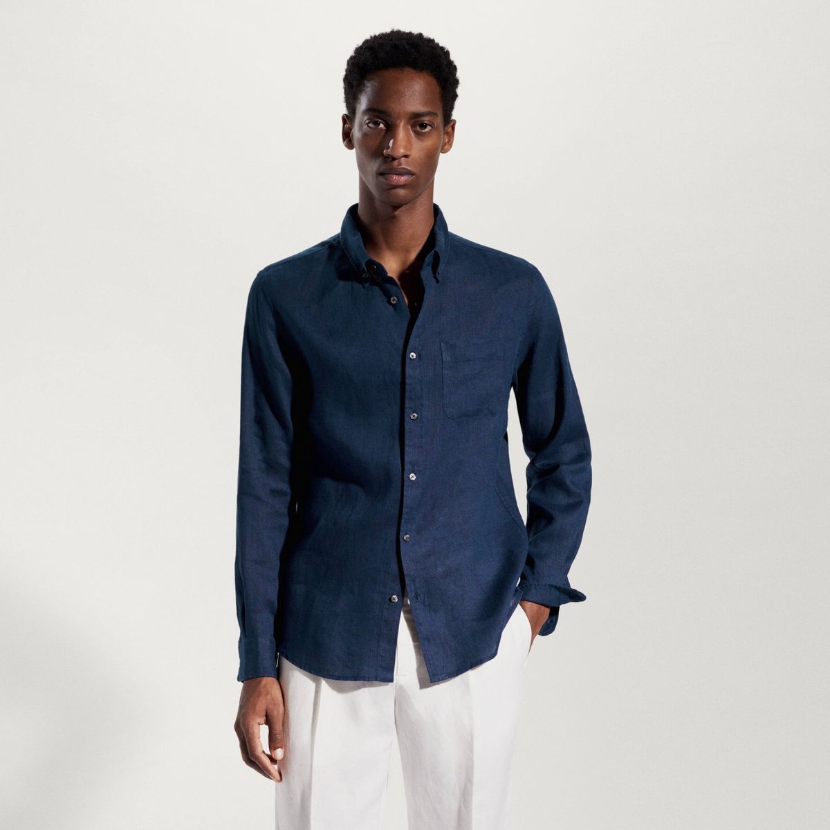 MANGO MAN - Camisa Slim Fit 100% Lino Manga Larga Hombre Mango Man