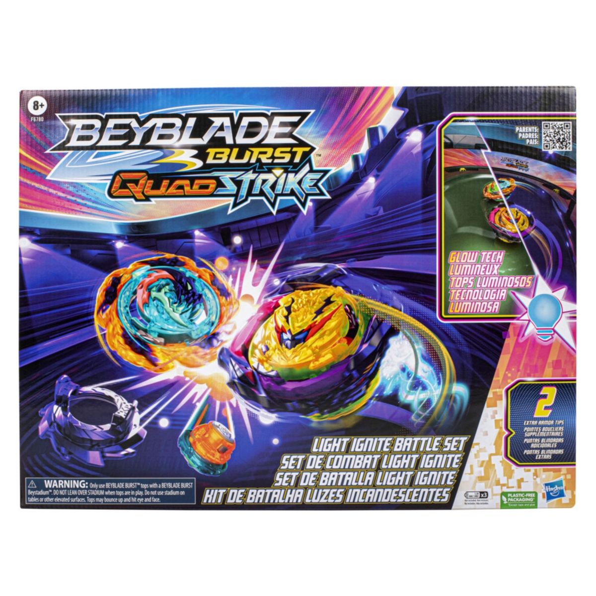 BEYBLADE - Trompo Burst Quadstrike Set De Batalla Light Ignite Beyblade