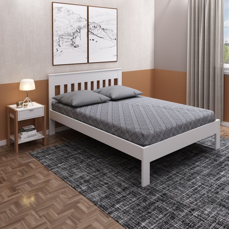TECNOMOBILI - Cama 2 Plazas+ 2 Veladores Almendro Blanco Tecnomobili