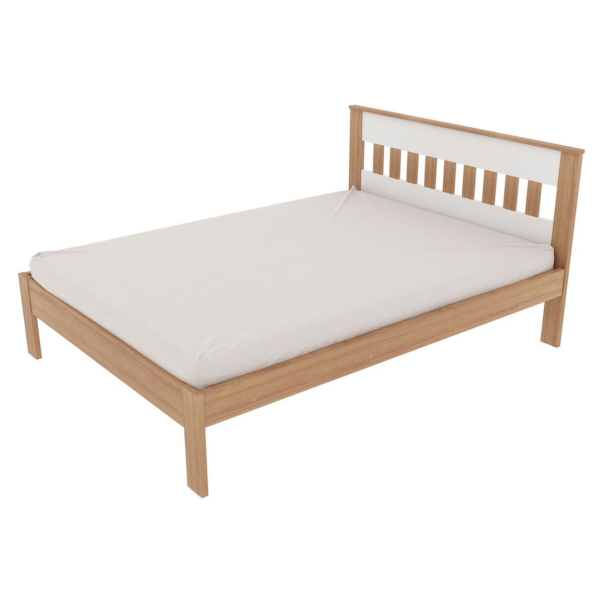 TECNOMOBILI - Cama 2 Plazas Almendro/Blanco Tecnomobili