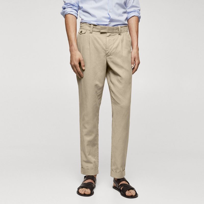 MANGO MAN - Pantalón Lino Hombre Mango Man