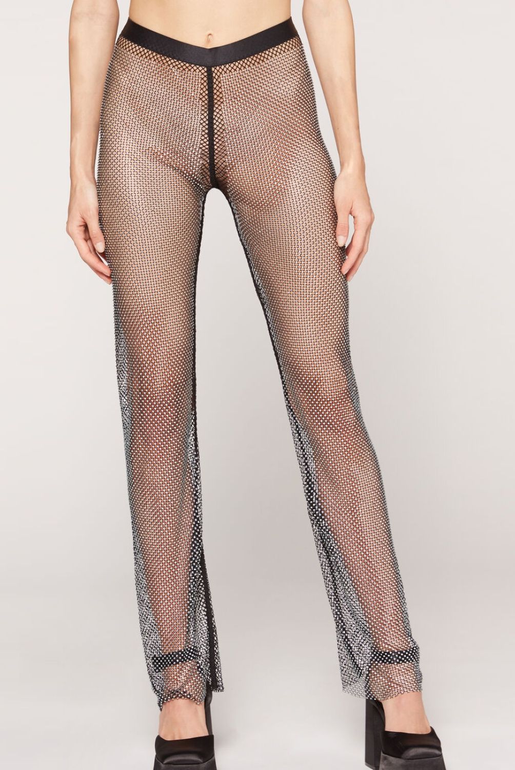 CALZEDONIA - Calzedonia Leggings De Rejilla Con Detalle De Apliques De Diamantes Brillantes