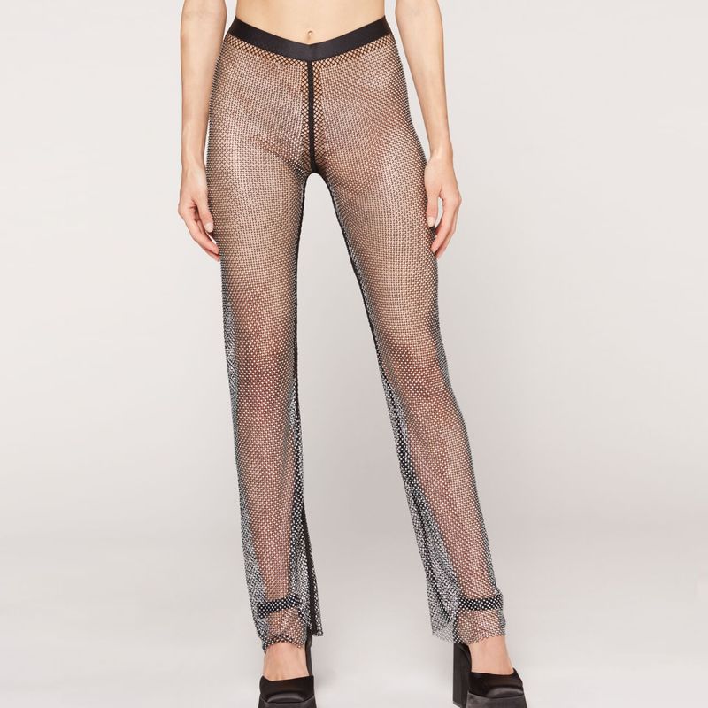 CALZEDONIA - Calzedonia Leggings De Rejilla Con Detalle De Apliques De Diamantes Brillantes