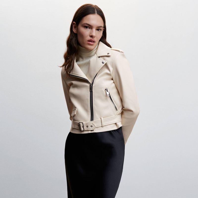 MANGO - Chaqueta Manga Larga Poliéster Mujer Mango