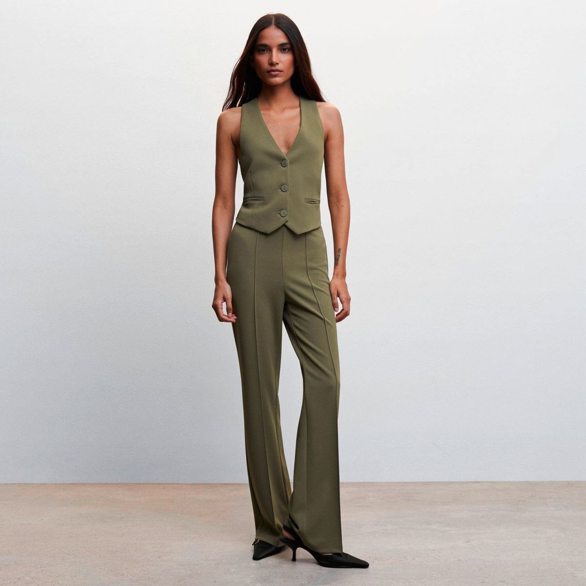 MANGO - Blazer Sin mangas Poliéster Mujer Mango