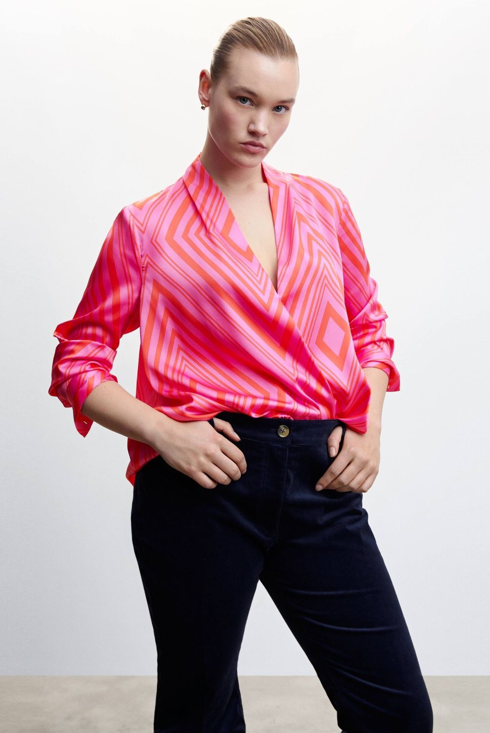 MANGO - Blusa Satinada Estampada Cris Mujer Mango