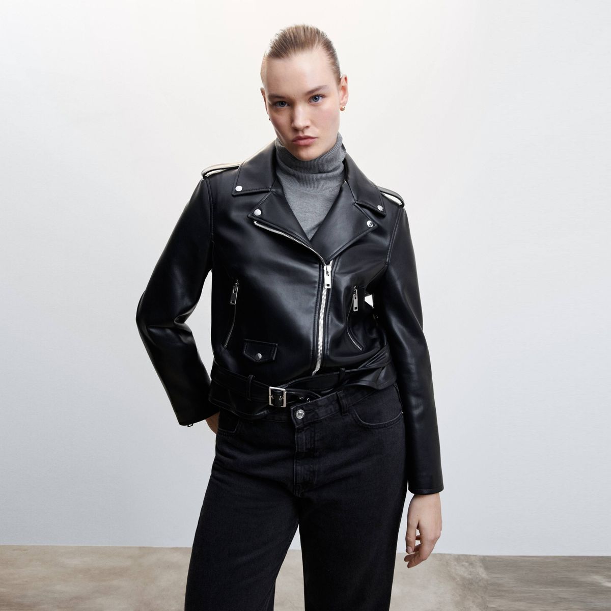 MANGO - Chaqueta Biker Efecto Piel Fest Mujer Mango