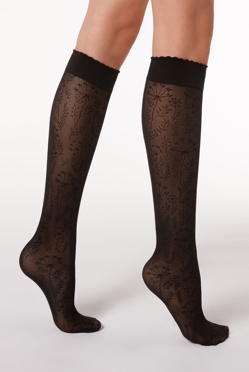 CALZEDONIA - Calcetín Largos de Red con Estampado de Flores Mujer Calzedonia