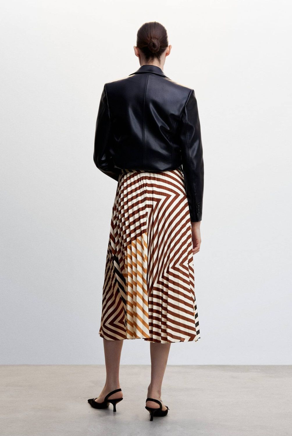 MANGO - Falda Midi Plisada Estampada Mujer Mango