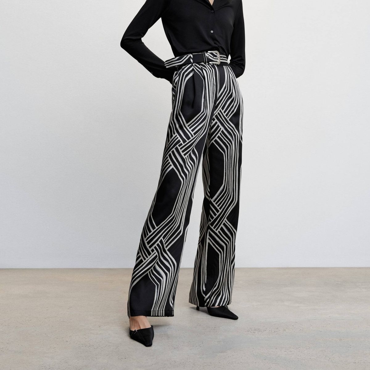 MANGO - Pantalón Palazzo Estampado Mujer Mango