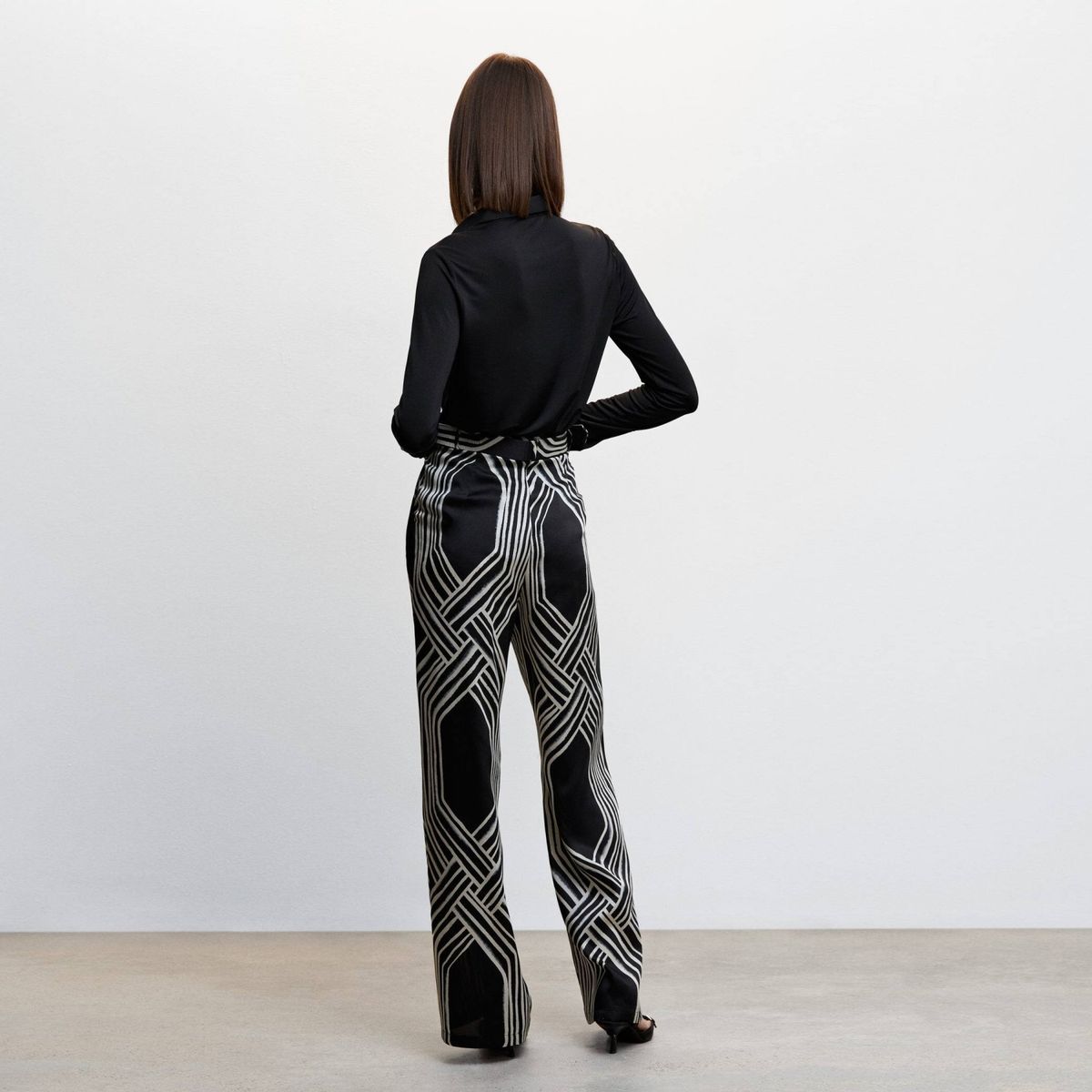 MANGO - Pantalón Palazzo Estampado Mujer Mango